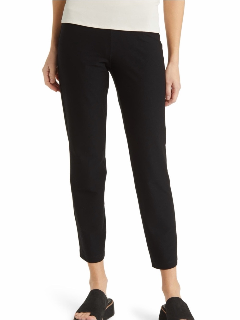 Eileen Fisher Black Mid Rise Slim Cropped Ankle Pants Size XL